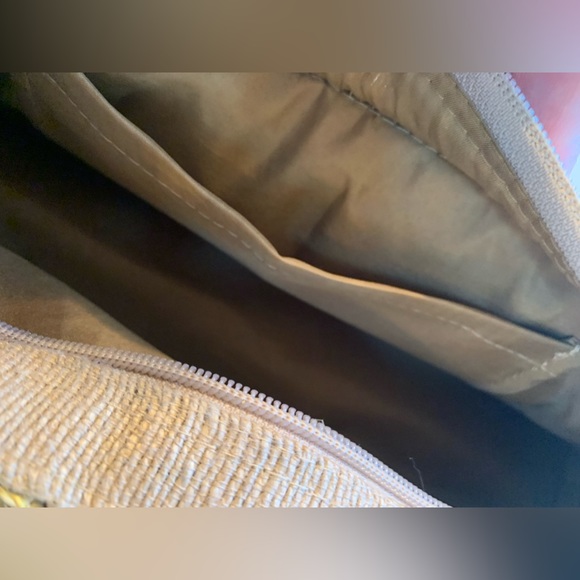 Triodream handwoven natural abaca fabric and amp, leather handles baguette shape - Picture 4 of 7